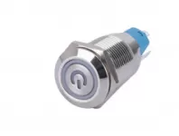 Nút nhấn nhả nguồn phẳng vỏ kim loại phi 12mm